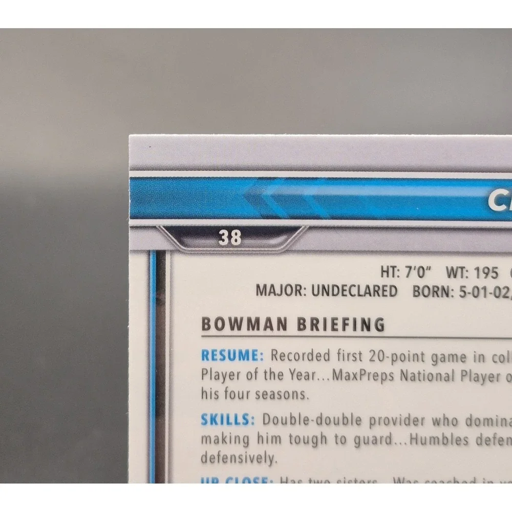 2022 Bowman Chrome Chet Holmgren #38 1st Bowman Chrome Refractor Thunder